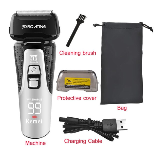 Mænds s  3d flydende elektrisk barbermaskine til mænd hele kroppen vask genopladeligt skæg barbermaskine lcd display barbermaskine: Ingen kasse