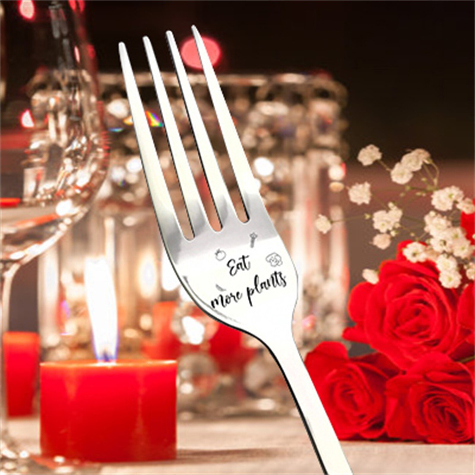 Tableware Stainless Steel Spoon Long Handle Letter Engraved Spoon Wedding Anniversary Kitchen Decoration Dinnerware: D