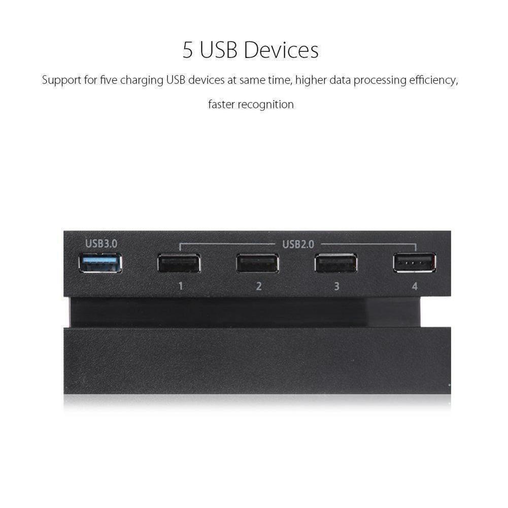 Concentrador de adaptador de extensión de alta velocidad para PS4, 5 puertos USB 3,0, 2,0