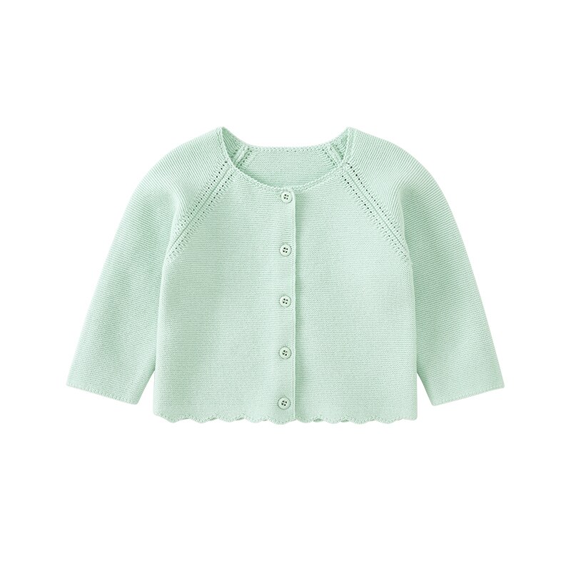 Pureborn toddler baby girl bluse sweater cardigan langærmede shirts slik farve åndbar bomuld baby girl strikkede toppe: Grøn / 6-12 måneder