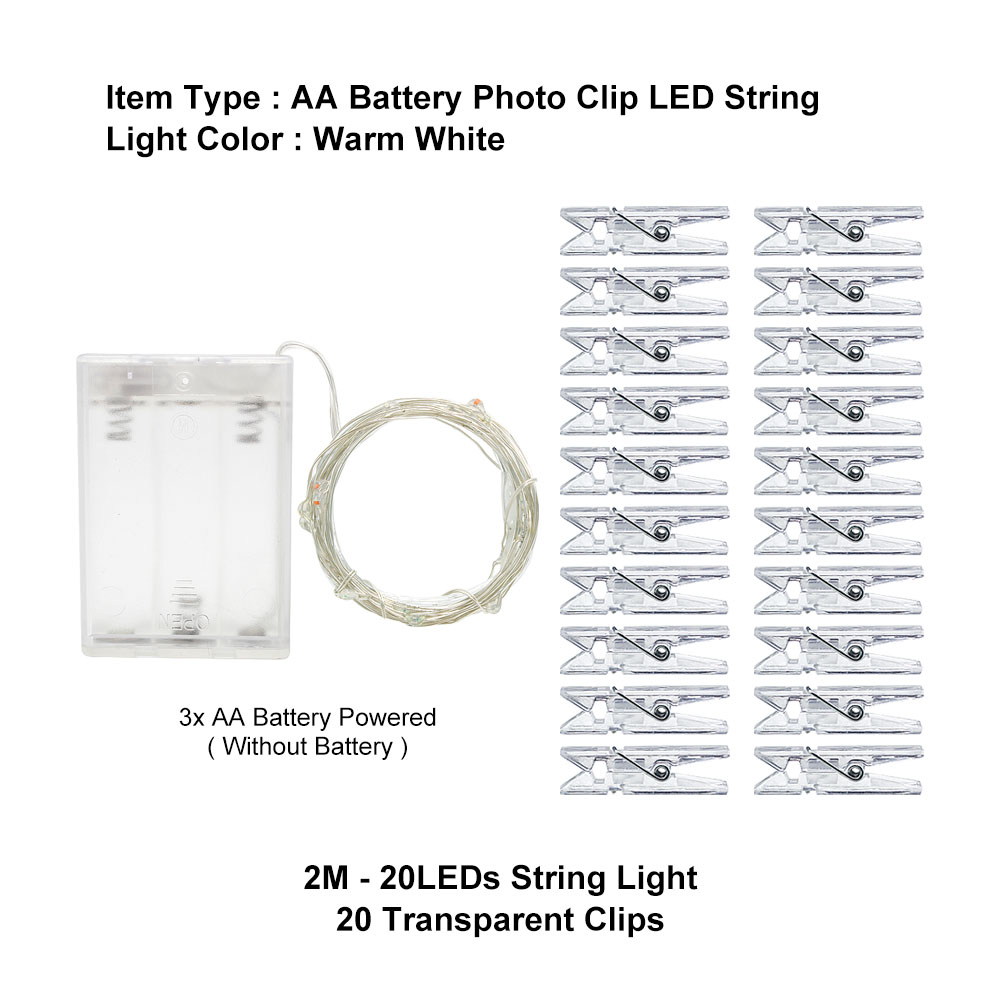 2m 5m 10m LED Garland Photo clip string lights powered by Battery USB fairy light Wedding Party lighting Home Decoration: 2M - 20 Clips