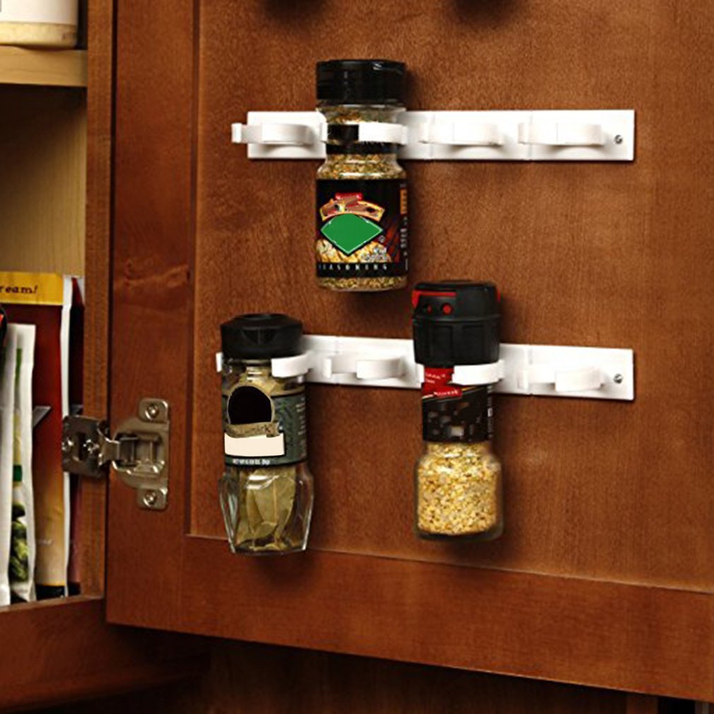 4 unids/set portador de condimentos soporte de almacenamiento de botellas estante de especias montaje en pared gabinete Clip estante estantes tienda hogar organizador