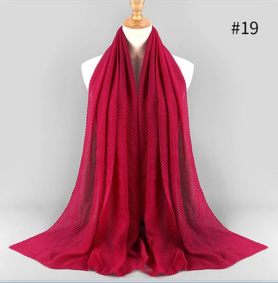 Offre Spéciale plissé maxi hijabs écharpe châle plaine maxi musulman hijab femmes rides foulards châles doux silencieux 1 pc: color19