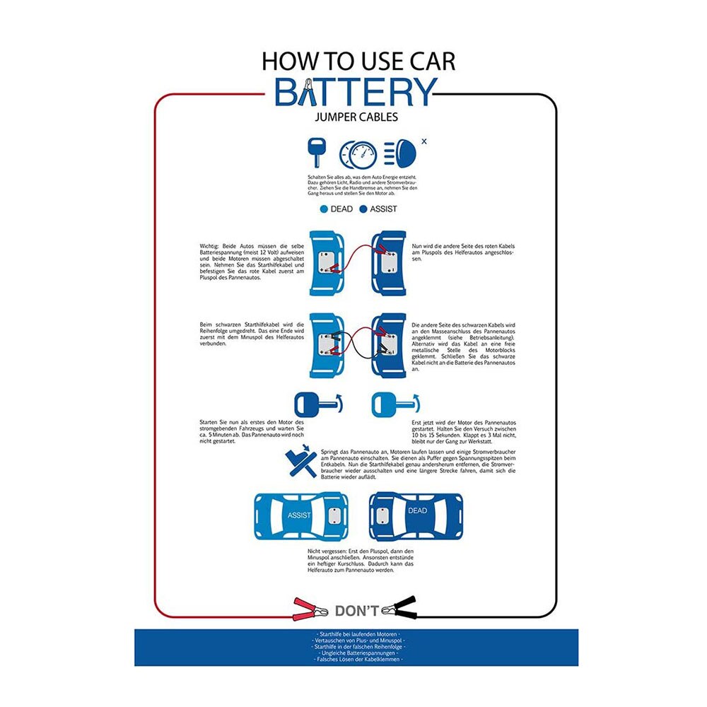 2Pcs 1000A 25㎡ 3-4Meters Jumper Cables Auto Car Power Booster Emergency Charge Battery Cable