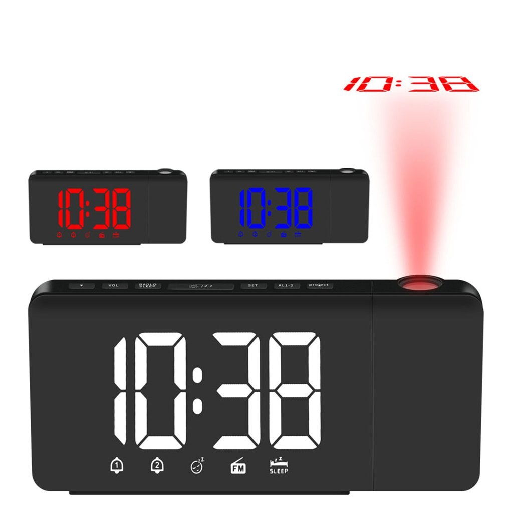 TS-3211 RLED Attention Projection Digital LCD Snooze Alarm Clock Projector Color Display LED Backlight Bell Timer