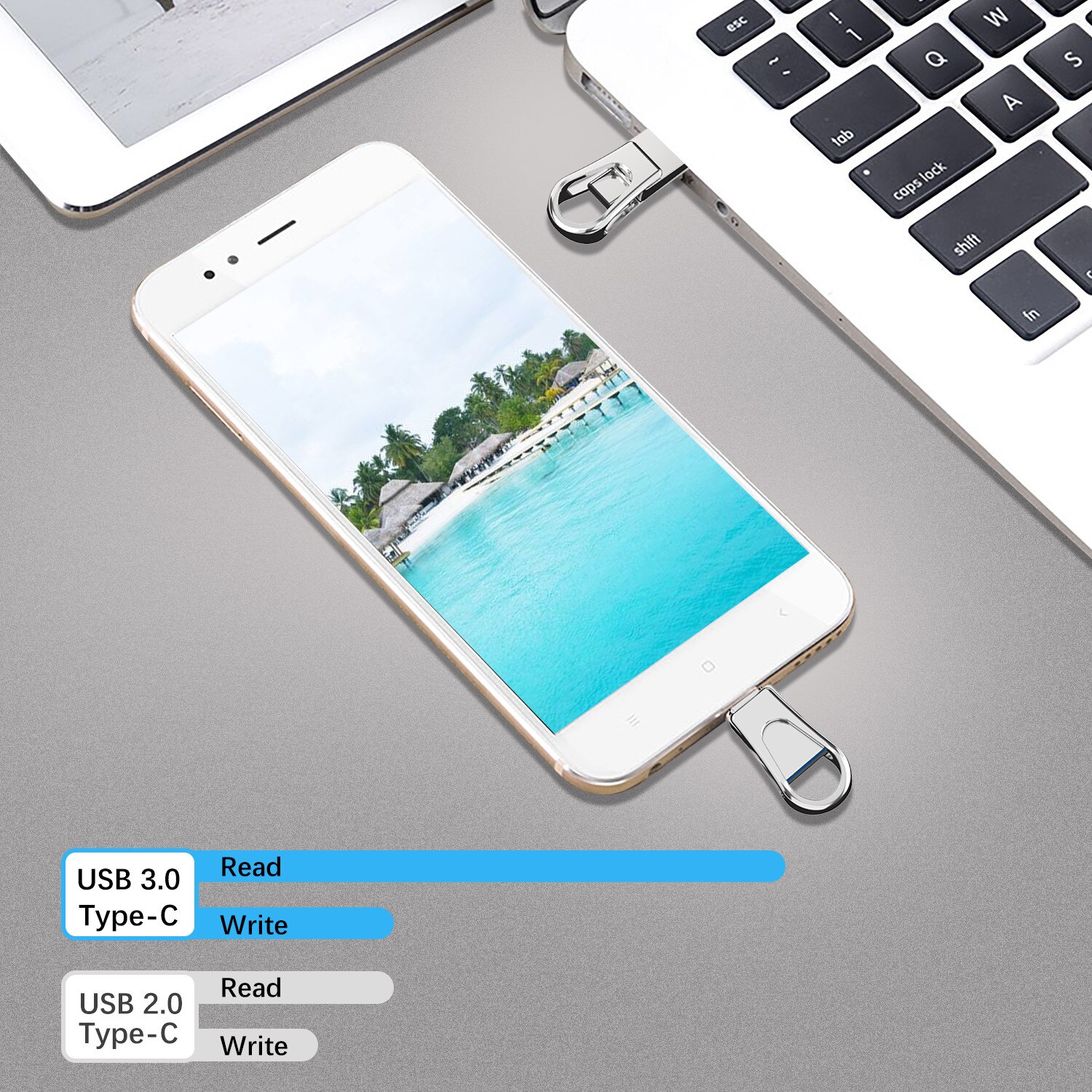 TOPESEL-memoria USB 2 en 1 OTG, USB-C vs USB 3,0, unidad Flash tipo C para ordenador portátil/MacBook/tableta/teléfono