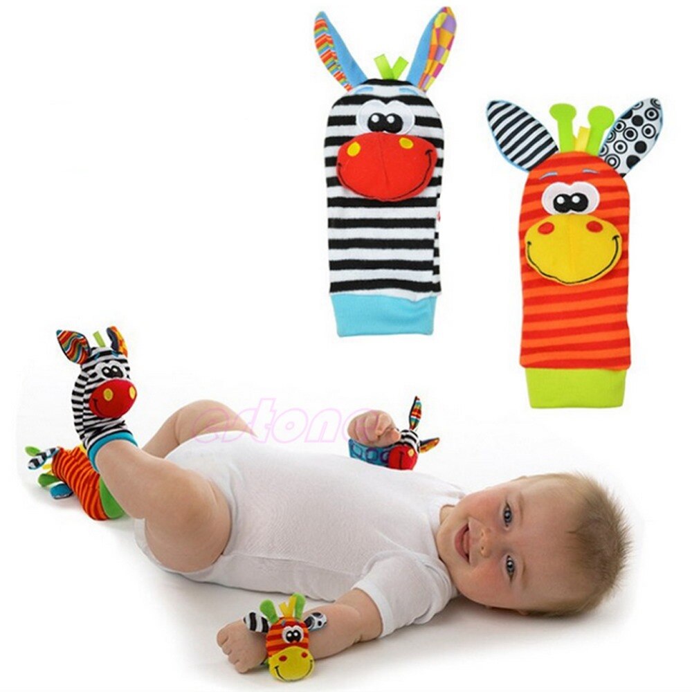 Schattige baby, jongens, schattige dieren, hand, pols, bellen, voet, sok, rammelaars, knuffels, babyshower