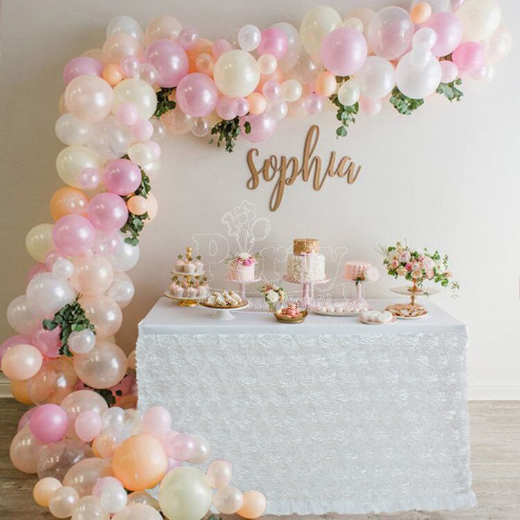 Table Skirt Tulle Table Skirt for Wedding Decoration Baby Shower Birthday Banquet Party Wedding Table Skirting 180x77cm: Rose White