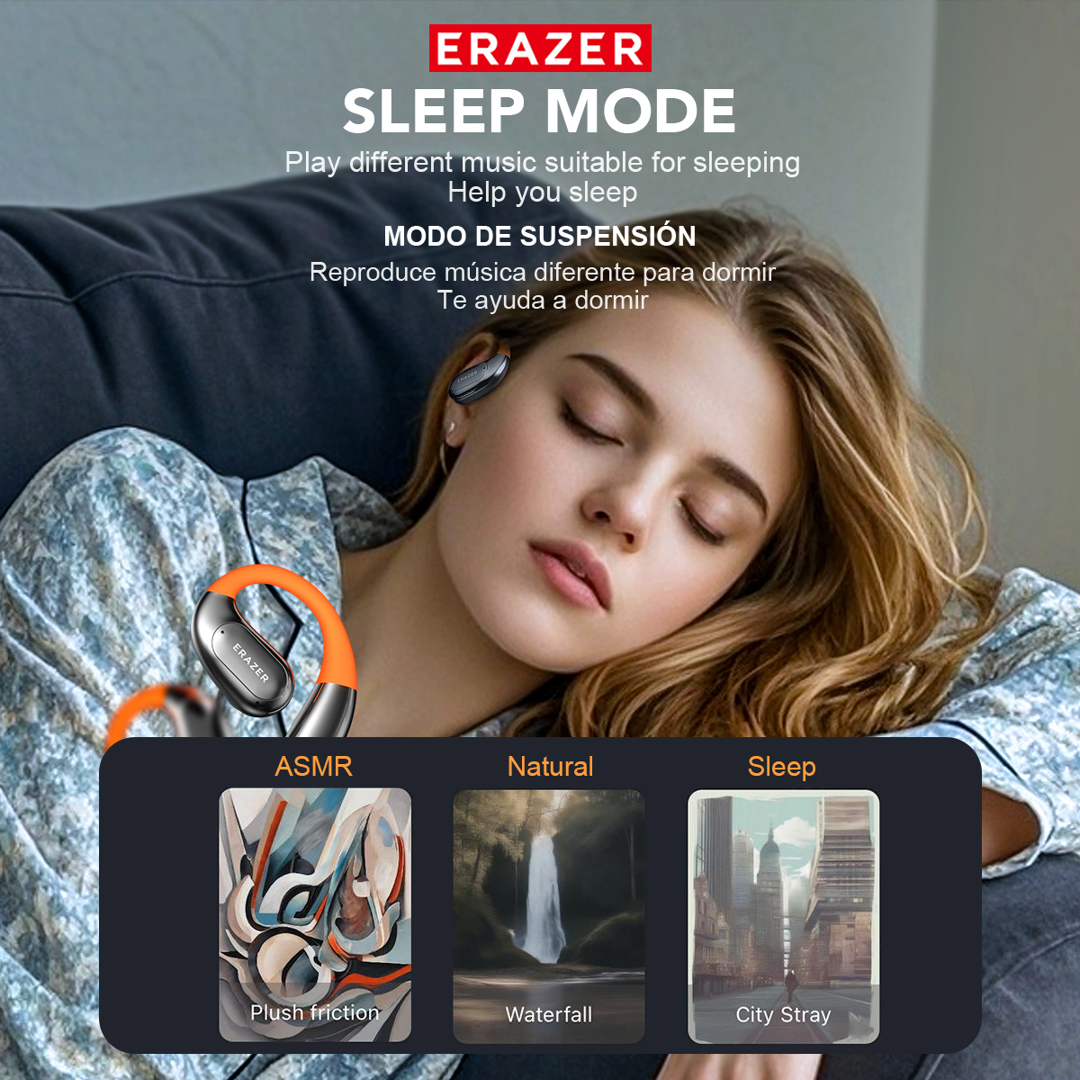 [AI Translator Earphone] ERAZER XF31 Bluetooth Translation Earbuds Sleep ASMR Headset DIY APP AI Wireless Headphones with Mic