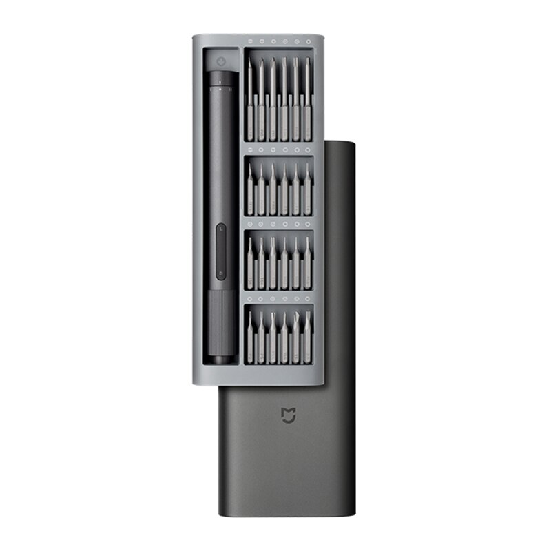 Xiaomi Norma Mijia Cacciavite Elettrico kit di 24 impostato di Cacciaviti di Precisione S2 Testa 2 Ingranaggio Controllo di Coppia con Magnetico Caso di Alluminio: grigio