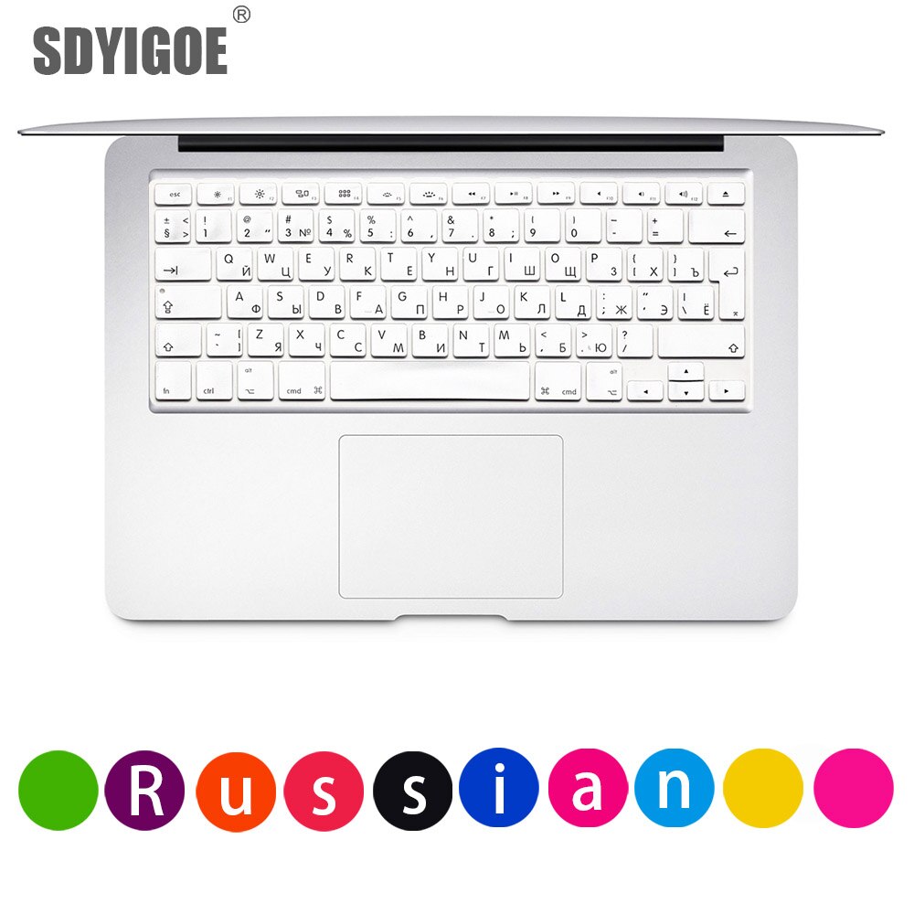 Russische Für apple macbook pro Laptop Tastatur abdeckung air 13 &quot;15pro A1466A1502A1398A1278EU-Enter Silikon Tastatur schutz film: Silber