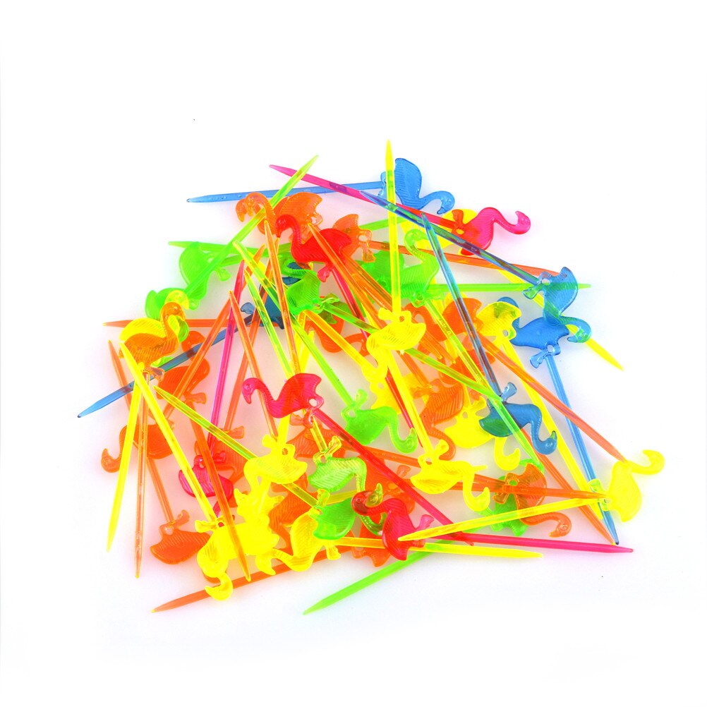 50 Pieces Flamingo Food Picks Buffet Cupcake Fruit Fork Cake Dessert Salad Sticks Cocktail Toothpick Skewer Party Supplies: 1