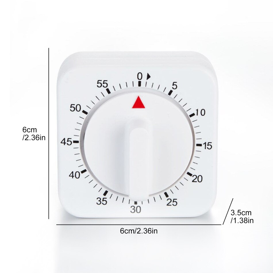 60 Minutes Kitchen Timer Digital Count Down Alarm Reminder Tool White Square Shape Mechanical Timer For Kitchen Cooking