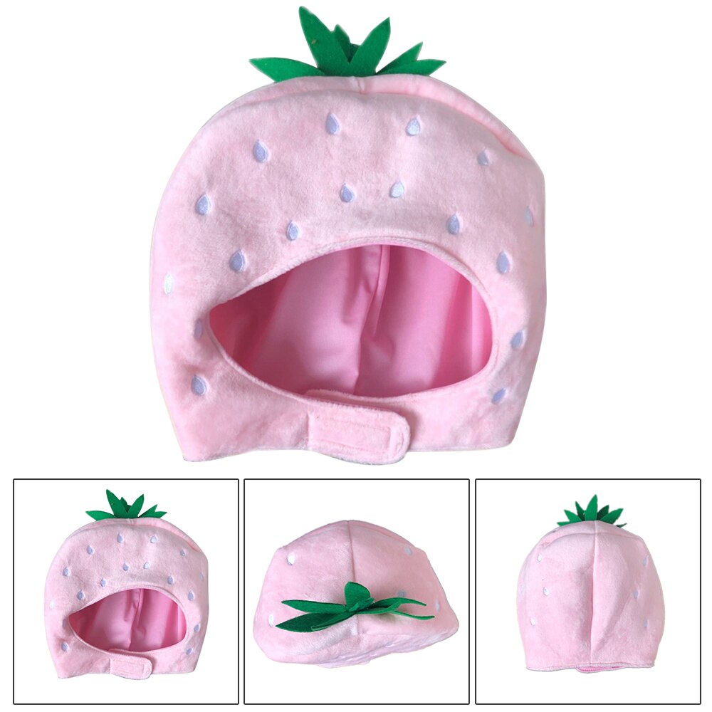 Søde kvinder piger sjov jordbær plys hat broderi frugter hætte kasket maske fest cosplay kostume foto rekvisitter legetøj