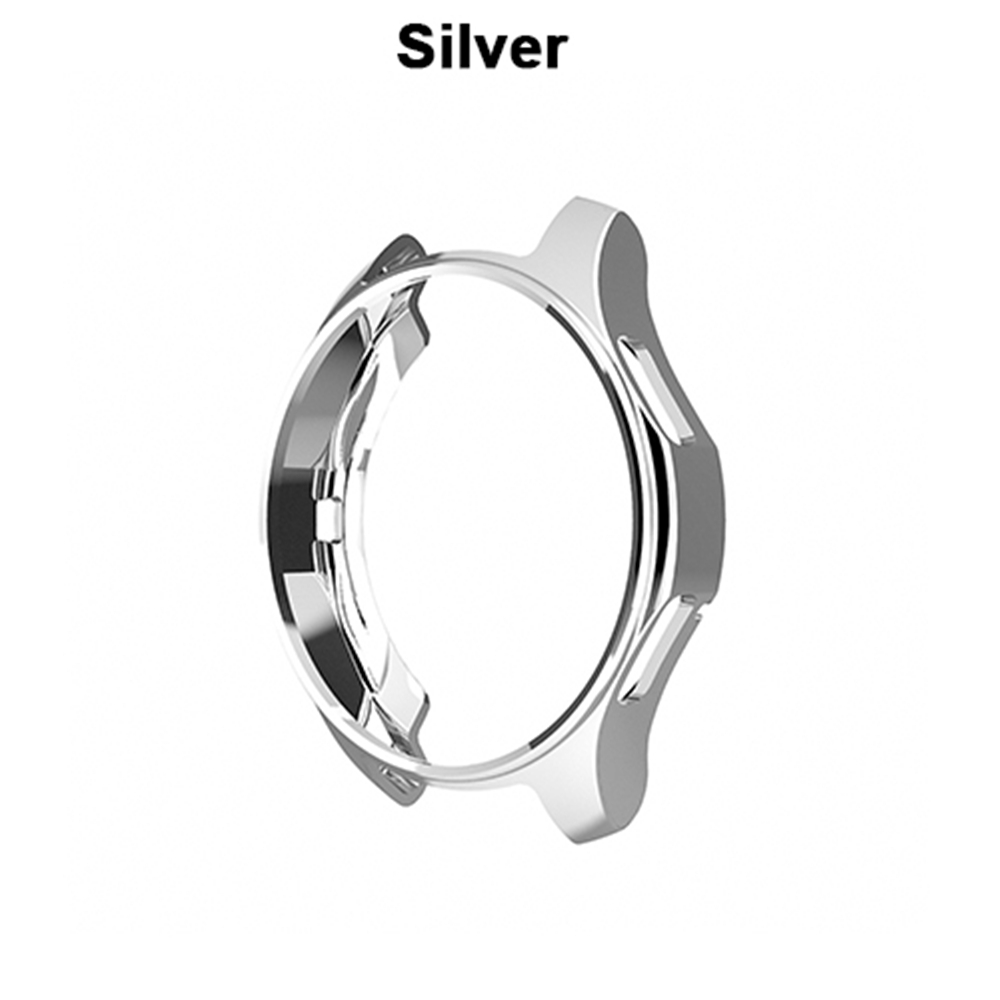 1 stk galvaniseret urkasse til samsung gear  s3 s4 galaxy ur 46mm 42mm blød tpu all-around beskyttende urkasse med kofangerramme: Sølv / 46mm