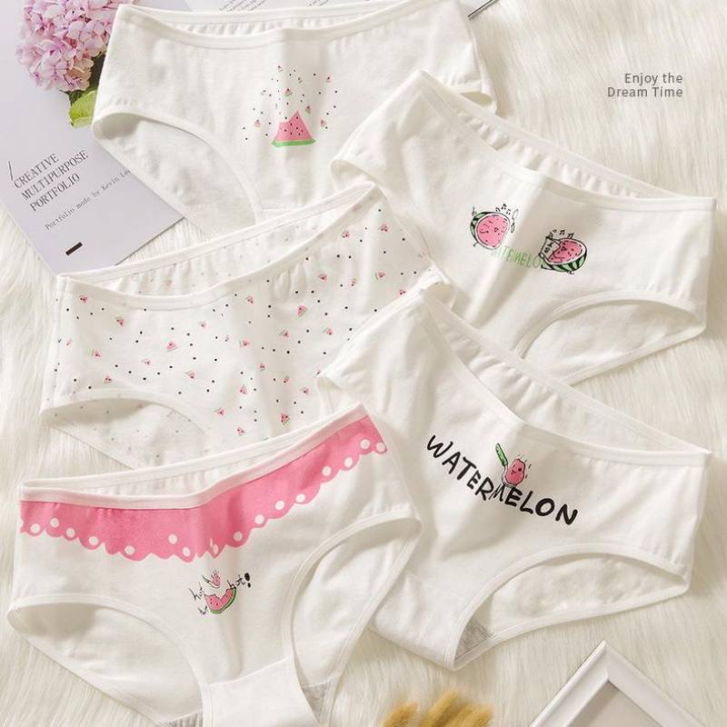 Calcinha com desenhos de animais fofos para mulher, roupa interior respirável de algodão macio plus size, lingerie sexy calcinha feminina: M / 6