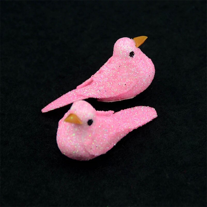6 Stuks Wit En Roze Kunstmatige Foam Vogels Bruiloften Kerstboom Decoratie Diy Handwerk Accessoire Krans Scrapbooking: Pink