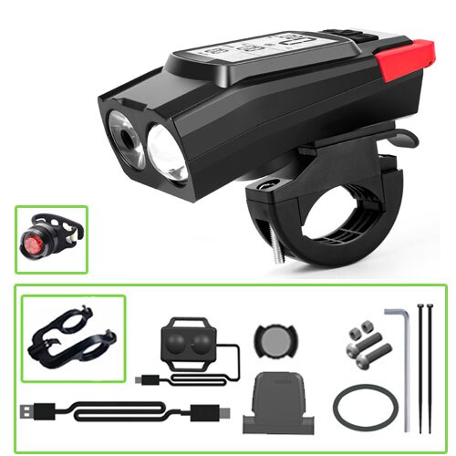 Bike Speed Meter Digital Bike Computer Multifunction Waterproof Sports Sensors Bicycle Speedometer Bike Light Horn 3 in 1: Red D2