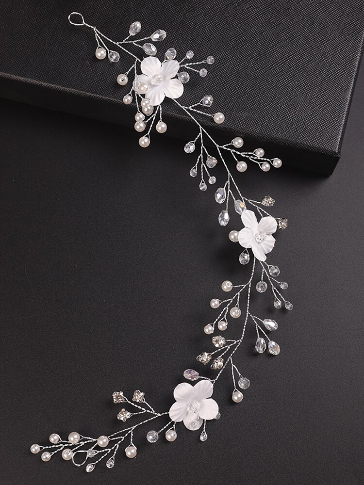 Sølv rose gull bryllup hodebånd krystall rhinestone blomst hodepynt bruden hodeplagg brude hår tilbehør ornamenter: Sølv