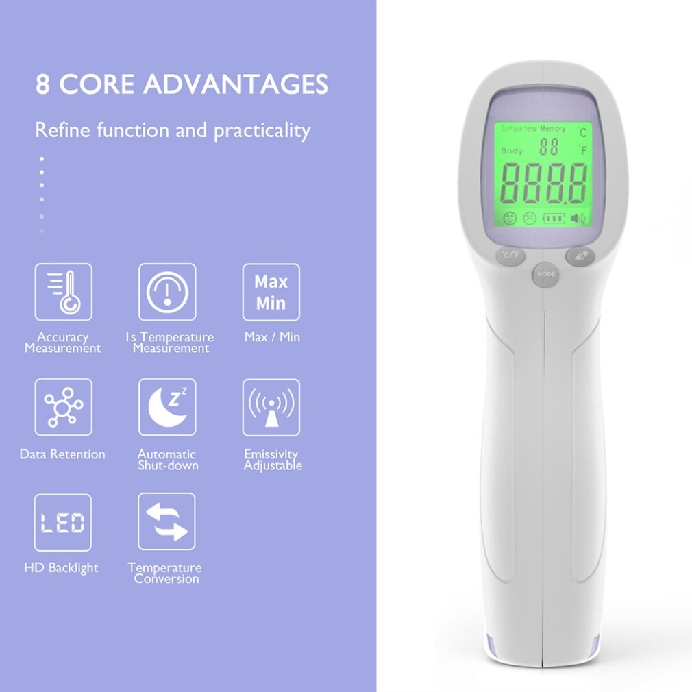 Infraroodthermometer voorhoofd lichaamsthermometer baby volwassenen buiten thuis digitale infrarood koorts oorthermometer
