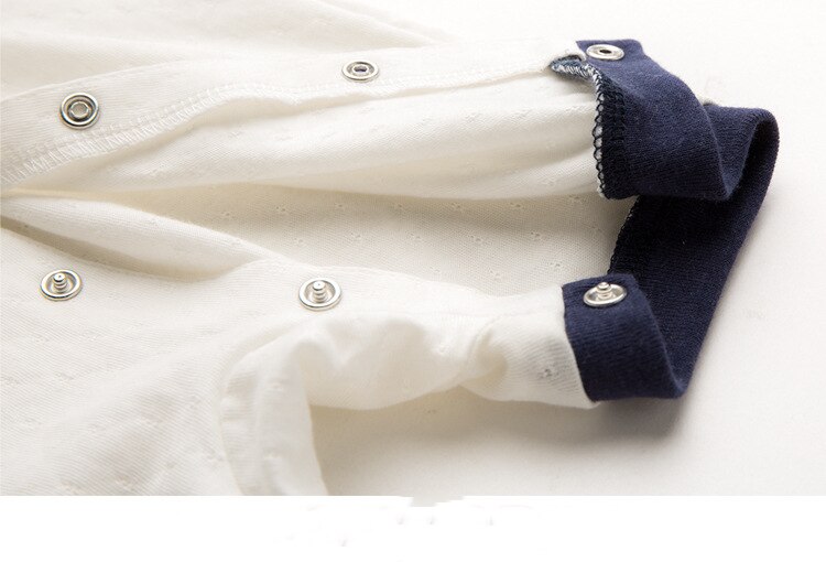 Bebê menino da marinha macacão gola coberta botão roupas de bebê marinheiro listrado crianças macacões de manga curta crianças macacão