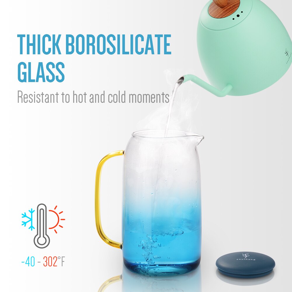 1.5L Grote Water Jug Fles Glas Water Pitcher Met 2 Kopjes Ketel Thee Pot Met Handvat Koude Drinkware Glas theepot