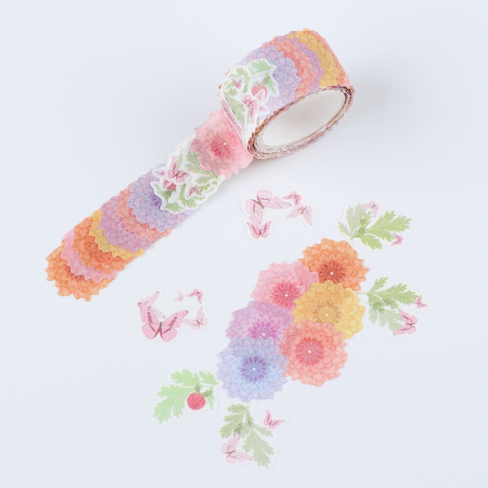 200PCS/Roll Flower Petals Washi Tape Decorative Masking Tape Fragrance Sakura Washi Tape Scrapbooking Diary Paper Stickers: 10