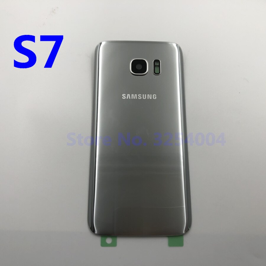 Para Samsung Galaxy S7 Edge G935 S7 G930 batería cubierta trasera carcasa de repuesto piezas de reparación + Marco de lente de cristal de la cámara del oído: S7  Silver