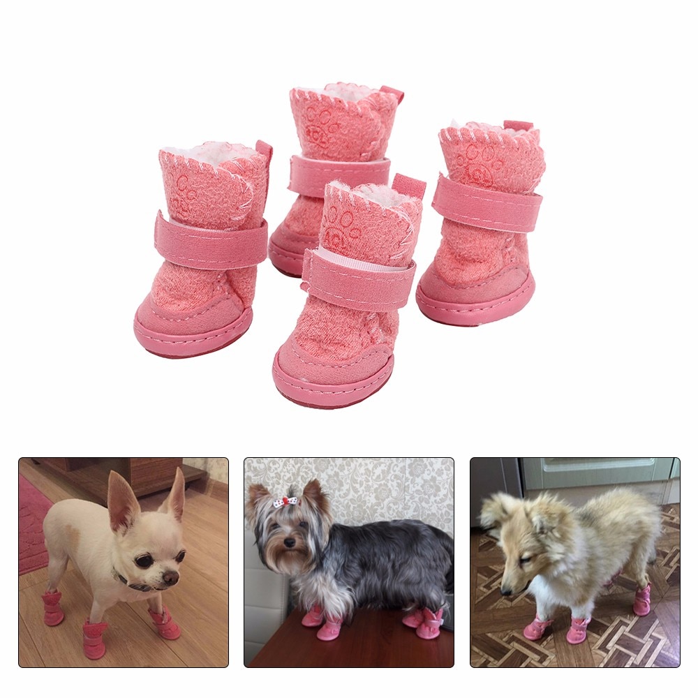 4 Stks/set Dikke Sneeuw Hond Schoenen Huisdier Chihuahua Dier Warming Katoen Sneakers Pluche Winter Puppy Katten Warme Laarzen Huisdier levert