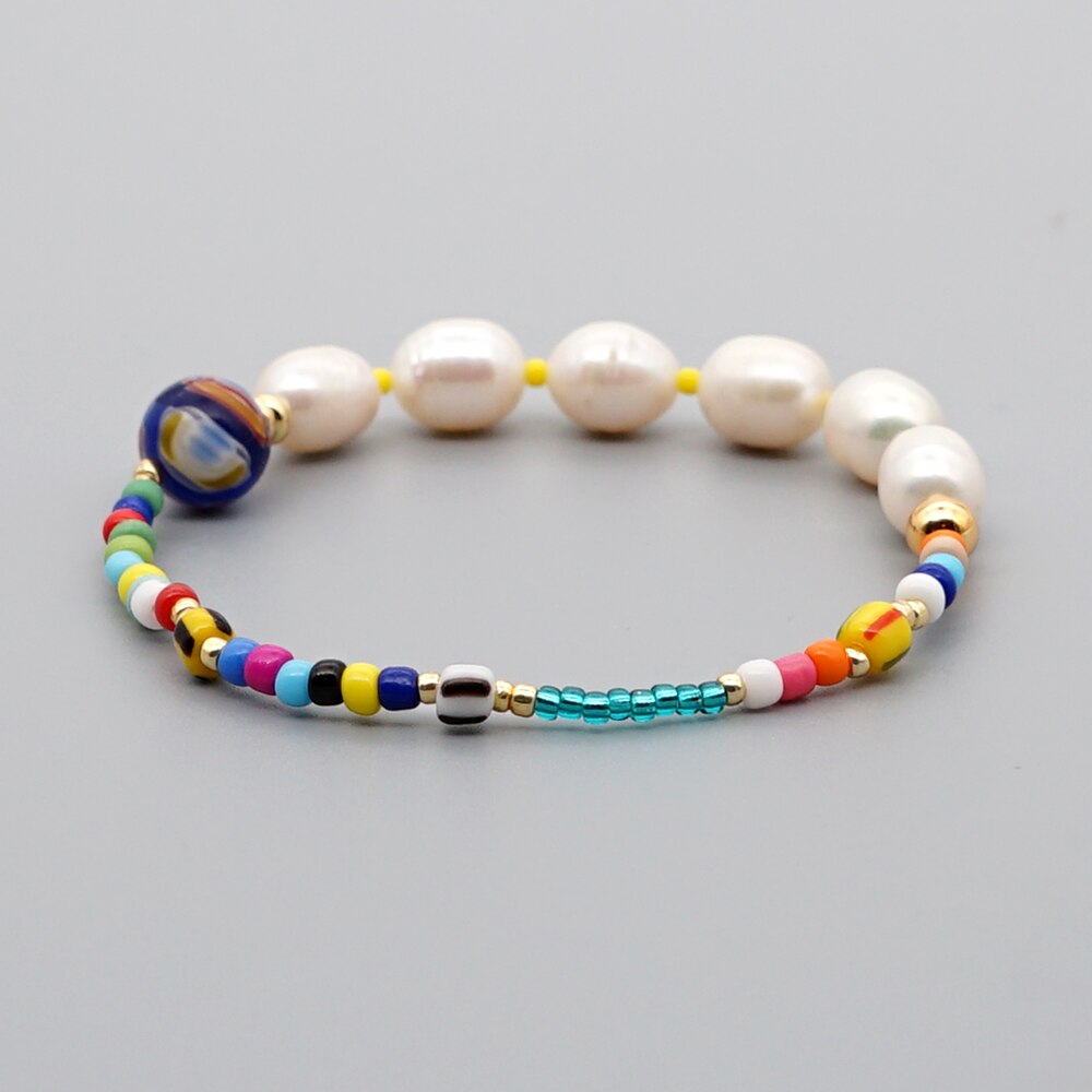 andare2BOHO Reale Della Perla dell'acqua Dolce Del Braccialetto Dei Braccialetti Delle Donne patchwork Perline Boho di proprietà Regalo Dei Monili Pulseras Mujer Moda Fatti A Mano