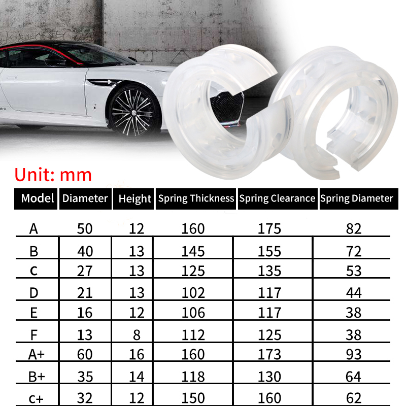 1 Uds. Accesorios universales para coche, amortiguador de suspensión para coche, amortiguadores transparentes, principio de amortiguación de adaptación