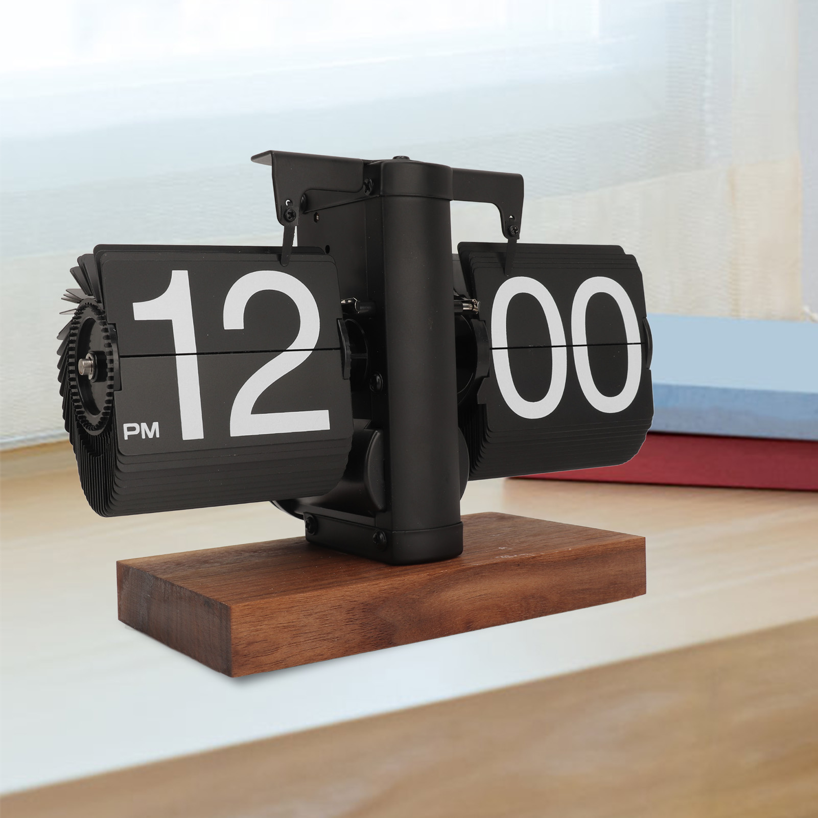 Digital flip down retro mesa ajustável tempo mecânico flip down relógio automático base suave para casa sala escritório decoração