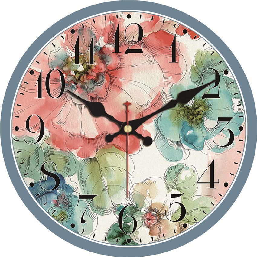 Shabby chic blekkmaleri blomsterklokke hjemmeinnredning for kjøkken stille levende klokker tilbehør kunst vintage store veggklokker