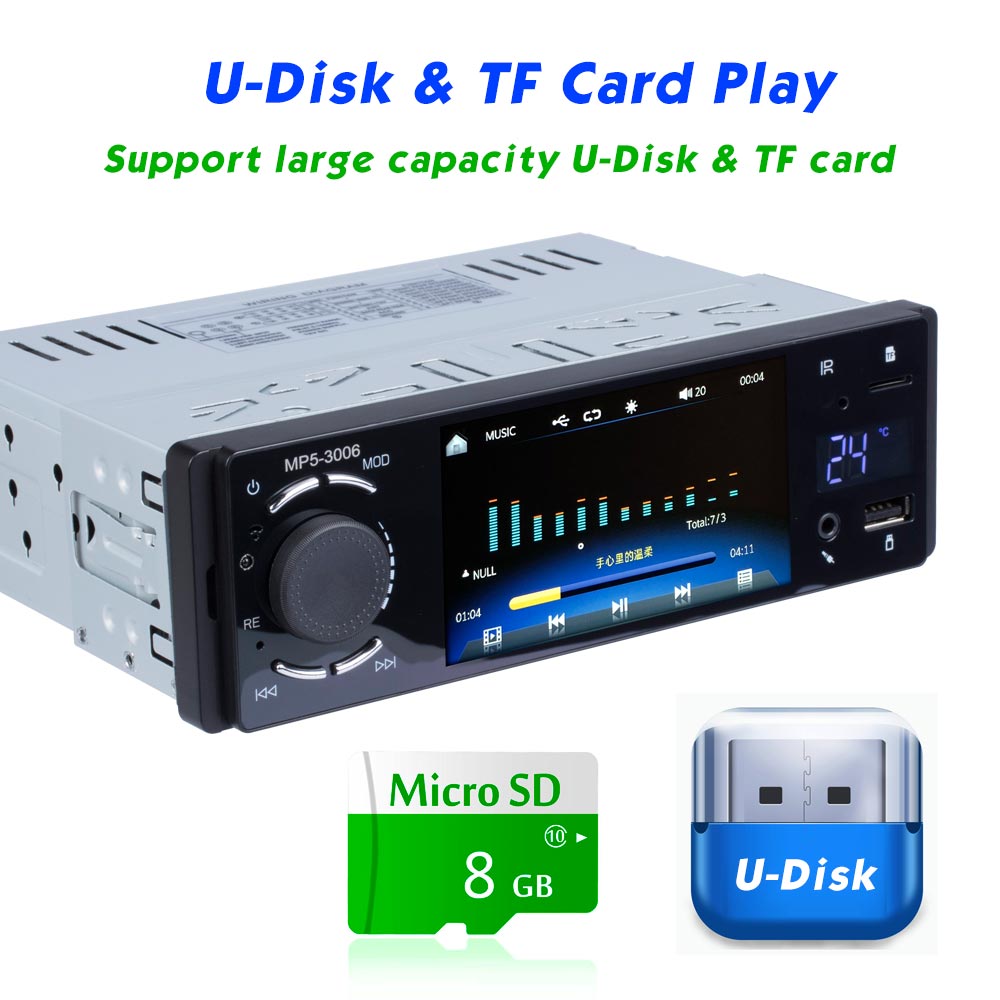 1 Din 4" Touch Screen Car MP5 Player Autoradio Bluetooth Car Stereo Auto Radio AUX-IN USB Support Rear View Camera Mirror Link