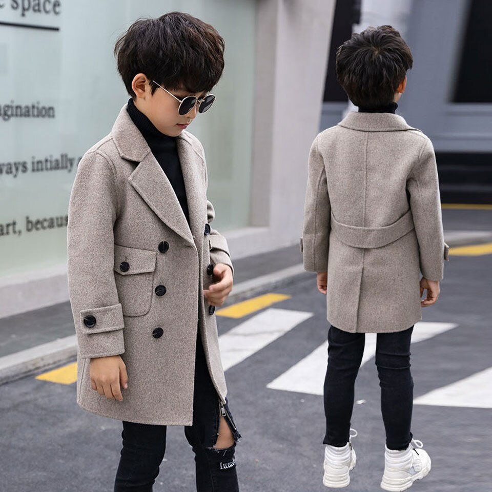 Mode Kinderen Windjack Jassen Voor 3 4 6 8 10 12 14 Jaar Tieners Jongen Winter Herfst Trenchcoat wol Kids Jongens Bovenkleding