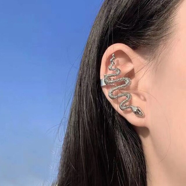 HUANZHI Hip Hop Punk Kühle Unregelmäßigen Biegen Metall Tier Einstellbare Schlange Multifunktions Halskette für Frauen Partei Schmuck: H EAR CLIP