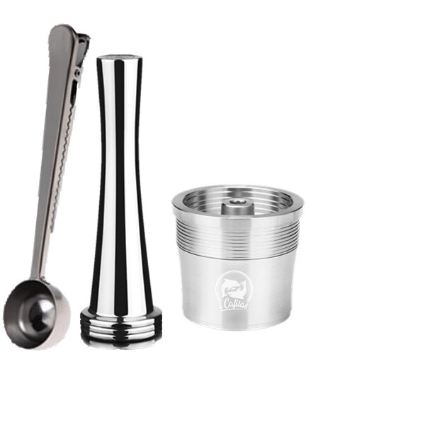 Stainless Steel Reusable Coffee Filter Tamper Set Refillable Capsules Cup Pod Tamper For ILLY X9 X8 X7.1 Y5 Y3 Y1.1 Machine: 1 capsule 1tam 1sp