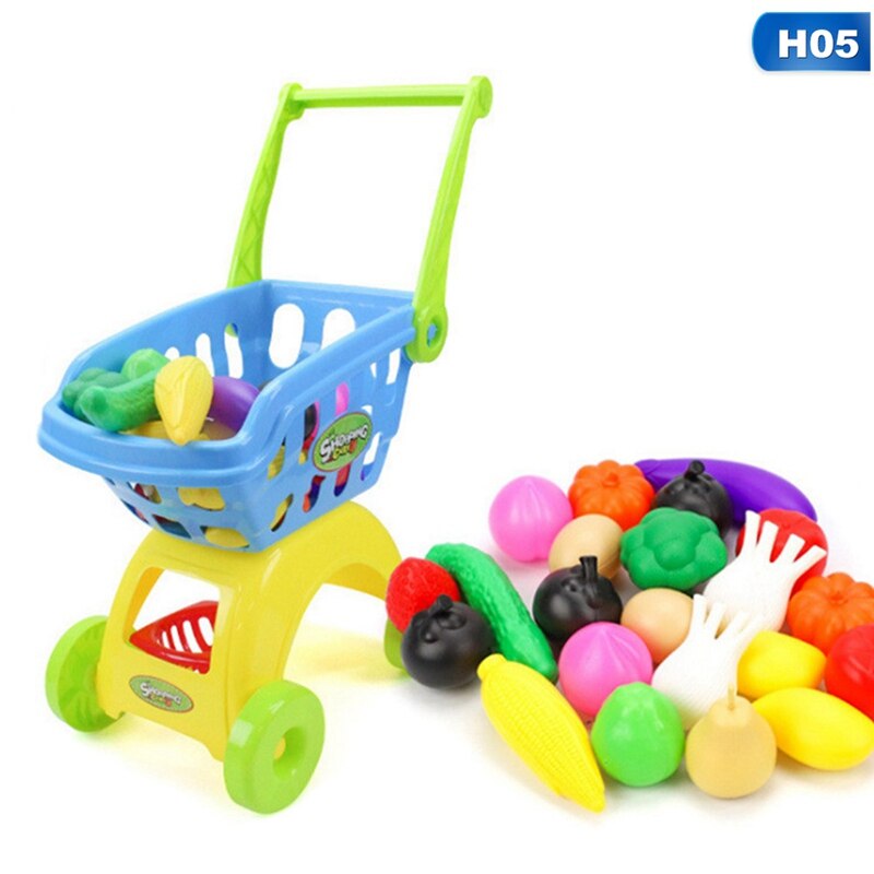 1 Set Kids Supermarkt Winkelen Boodschappen Kar Speelgoed Voor Meisjes Keuken Speelhuis Simulatie Vruchten Pretend Baby Speelgoed: H05
