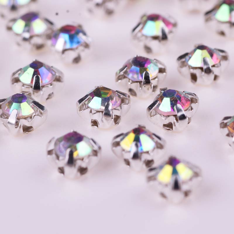 100 stk sten/strass krystal rhinsten glas syet rhinsten til tøj syet på rhinsten på tøj flatback rhinestone: Ti -tz0353