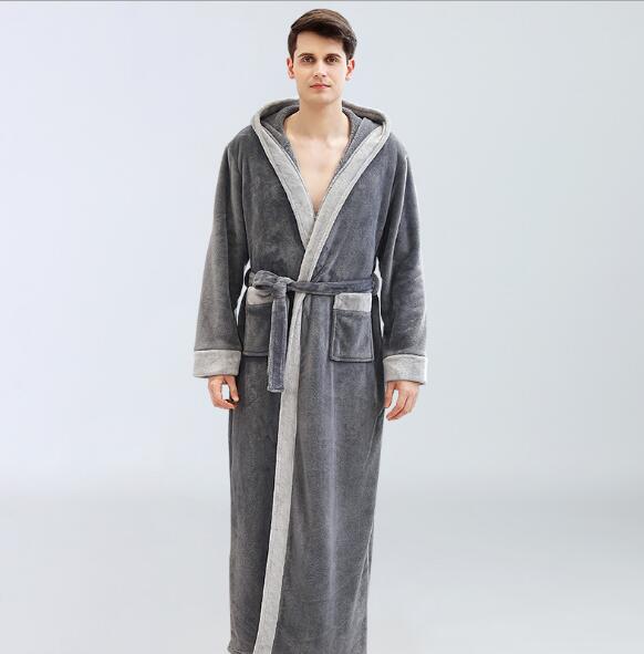 kimono hombre badjas mannen herfst winter badjas warm flanel mannelijke nachtkleding dikke huis kleding bata hombre: deep grey / M