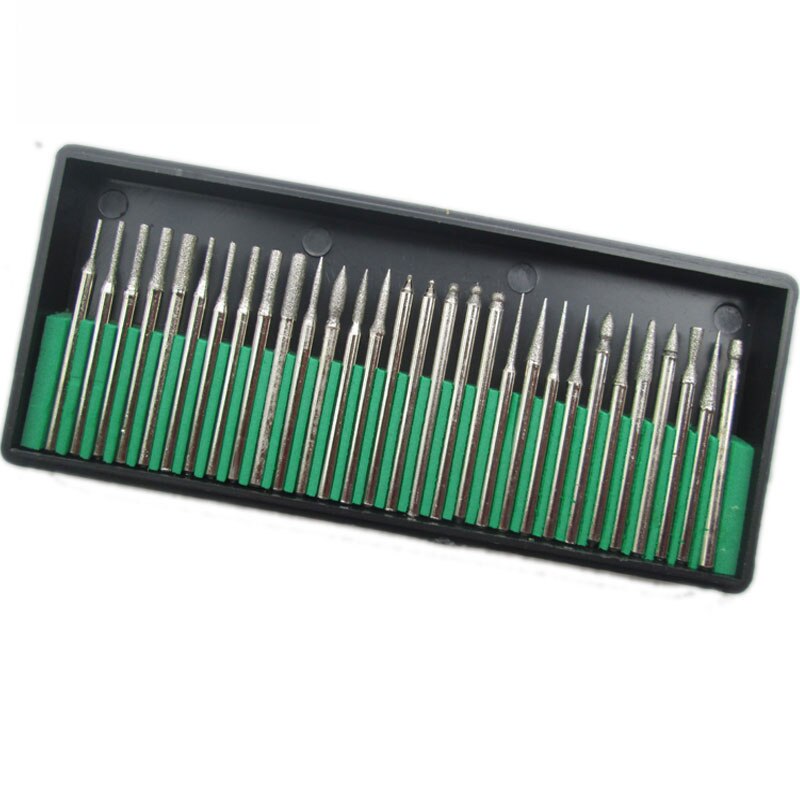 Ucheer 3mm 30 st/set diamant/titanisera borr för dremel roterande verktyg borrskär gravyr delar slipning polering nålar filar: Diamant-