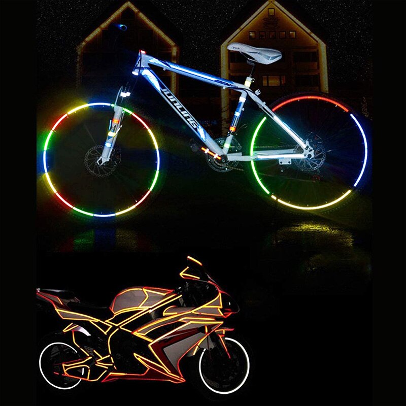 Fluorescerende Fiets Reflecterende Stickers Fiets Reflecterende Tape Mtb Lijm Reflectoren Tape Strips Fietsen Velg Decor