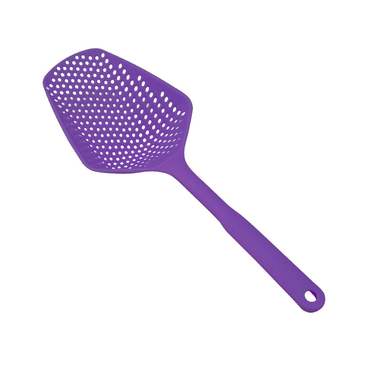 Kitchen Tool High Temperature Resistant Pressure Cooking Shovels Vegetable Strainer Scoop Nylon Spoon Large Colander Soup Filter: Purple