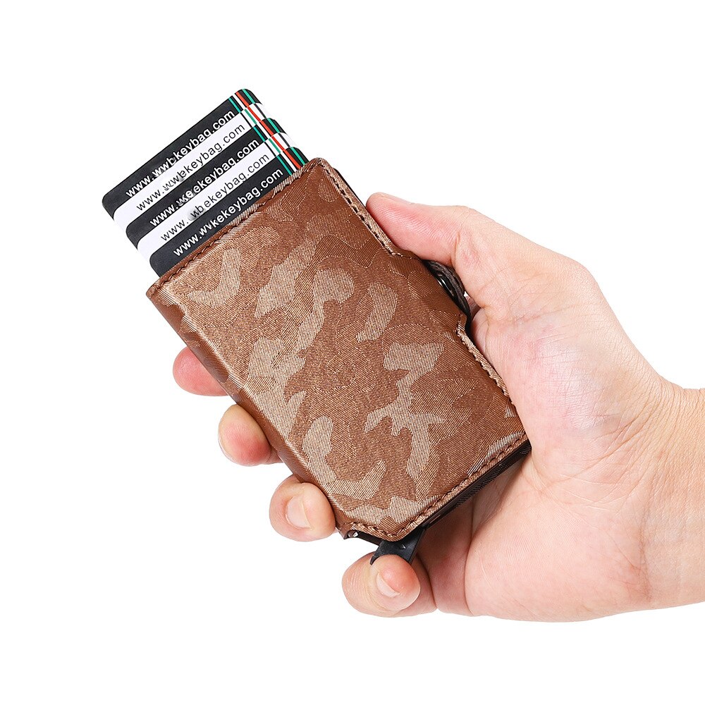 RFID Classic Camouflage Pattern Leather Men's Card holder Aluminum Metal Business Slim ID Credit Cardholder Mini Wallet