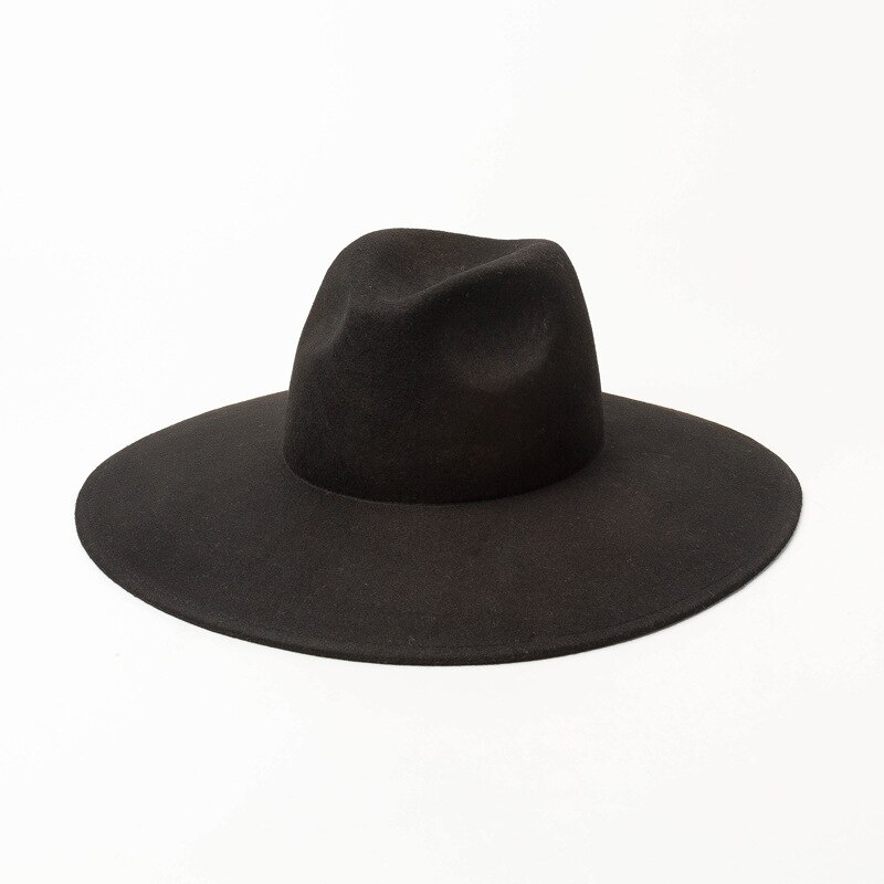 100%  moderigtig boho chic fedora-hat i landlig stil med bred skygge: Sort