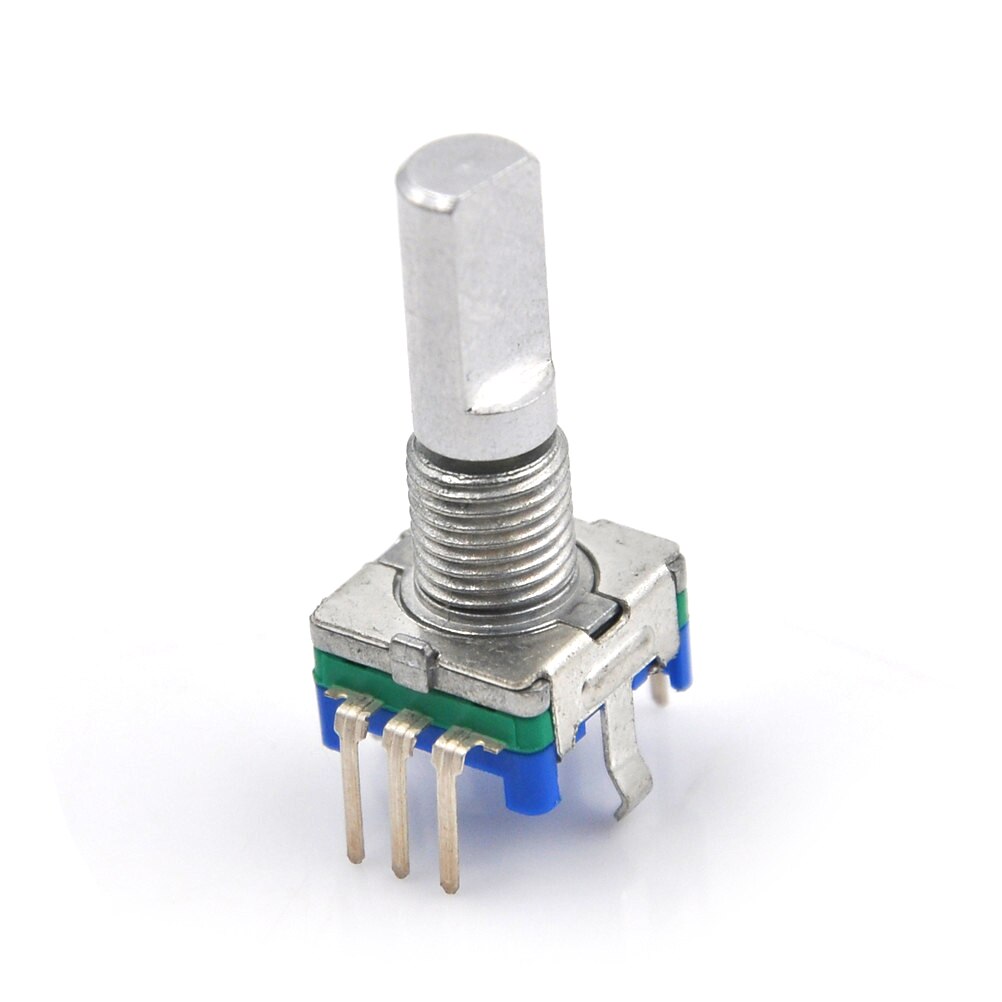 3 stk/parti aksel 6mm hul 7mm 5 stift d aksel 20 spærrepunkter 360 graders roterende encoder med trykknap potentiometer 14 x 12 x 6mm