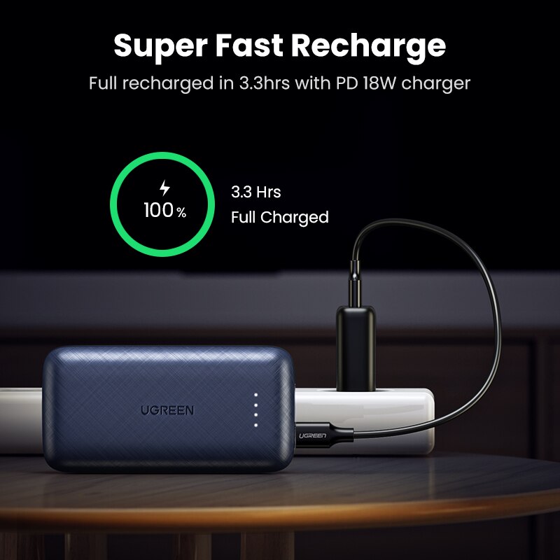 UGREEN PD Power Bank 10000mAh Portable Charging Quick Charge 3.0 PD Charger for iPhone Xiaomi External Battery Pover Bank