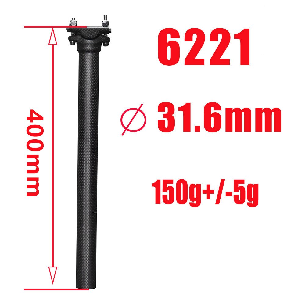 ELITA ONE-tija de sillín para bicicleta de montaña y carretera, asiento Ligero de fibra de carbono, 27,2g, 31,6mm/130mm: 31.6x400mm