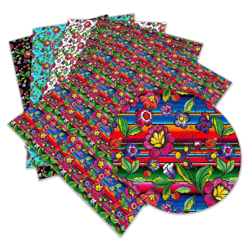 Arriavl Beautiful Flower Pattern A4 22x30cm Printed Faux Leather for DIY Bag Material Fabric L312 L313