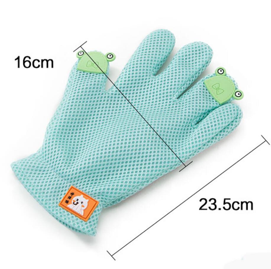 Kat Hond Grooming Borstel Kam Pet Grooming Handschoen Hair Remover Borstels Bad Deshedding Massage Handschoenen voor Pet Accessoires Supply: blue